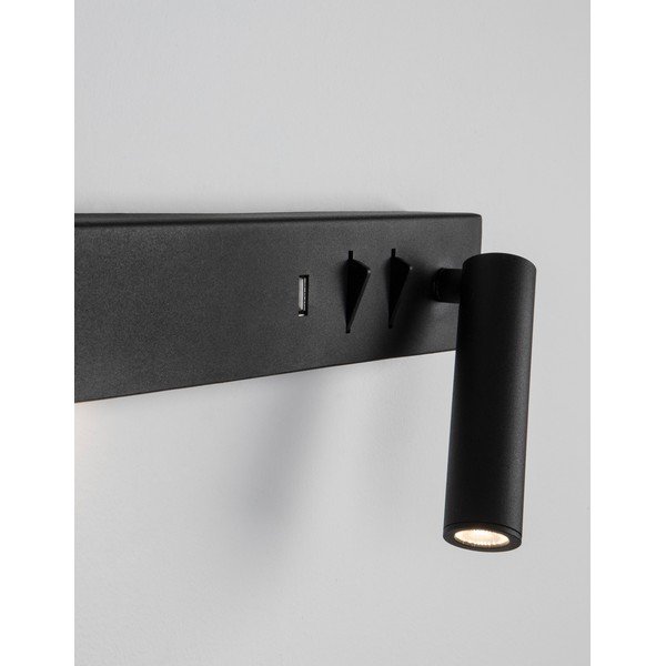 Matne čierne kovové LED nástenné svietidlo s ohýbateľnou konštrukciou/s USB portom Vida – Nova Luce-image-1