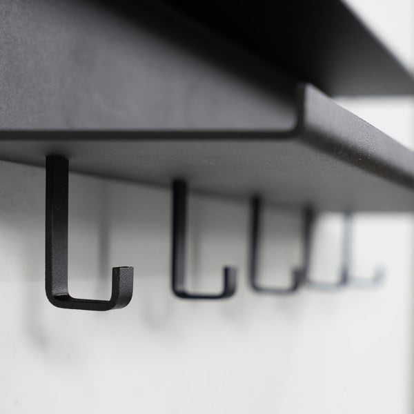 Čierny kovový nástenný vešiak s poličkou 50 cm Easy – Spinder Design-image-3