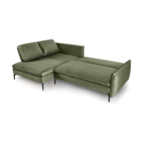 Zelená rozkladacia zamatová rohová pohovka Bonami Selection Fira, ľavý roh-image-3