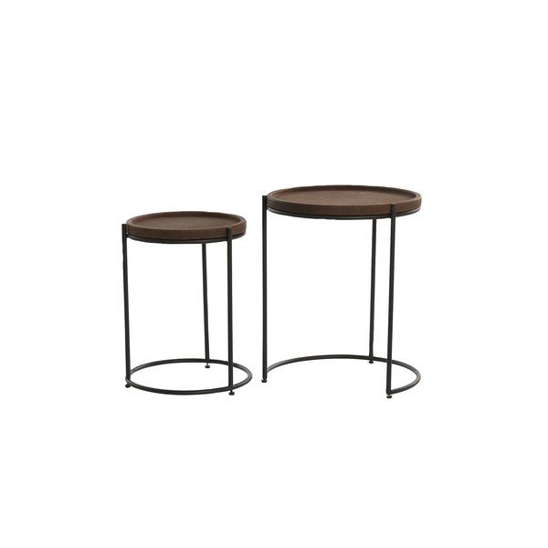 Kožené okrúhle odkladacie stolíky v súprave 2 ks ø 53 cm Jairo - Light & Living-image-4