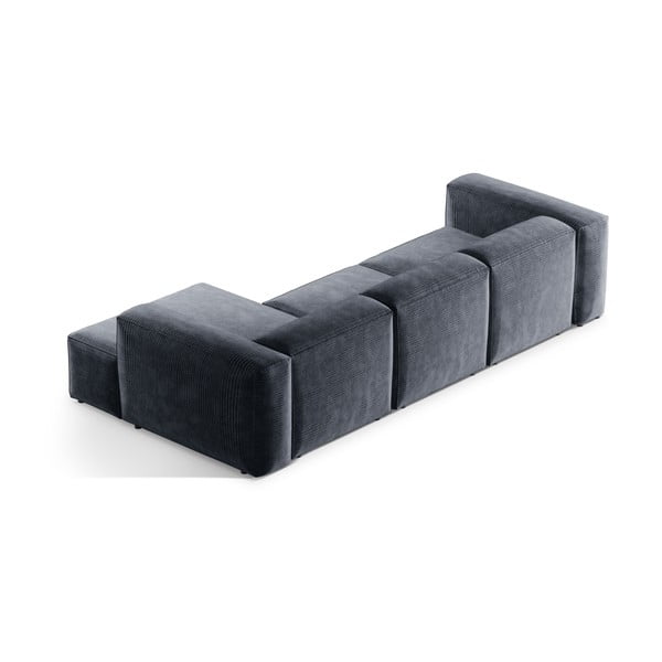 Sivomodrá menčestrová rohová pohovka (pravý roh/s leňoškou) Bergamo – Cosmopolitan Design-image-4