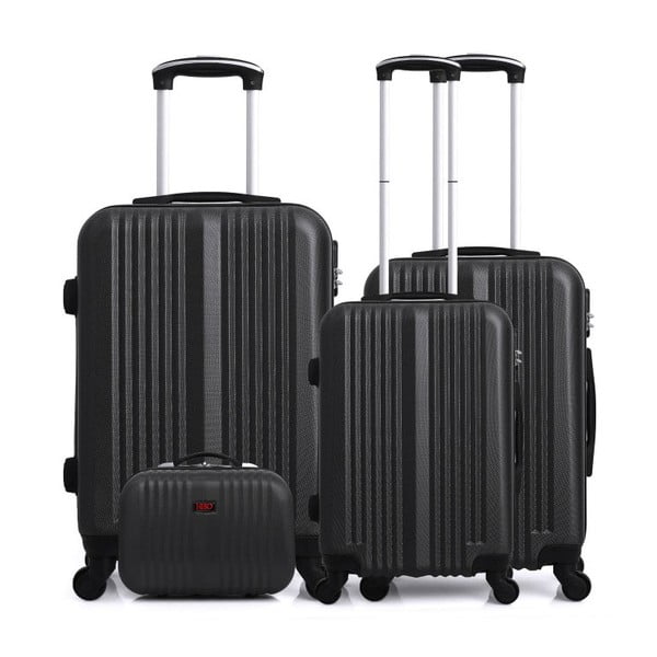 Sada 4 čiernych cestovných kufrov na kolieskach Hero Lipari-C