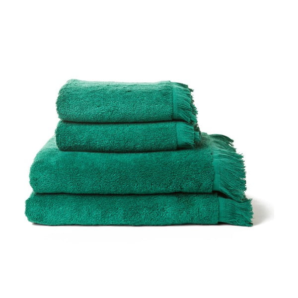 Set 2 zelených uterákov a 2 osušiek z čistej bavlny Casa Di Bassi