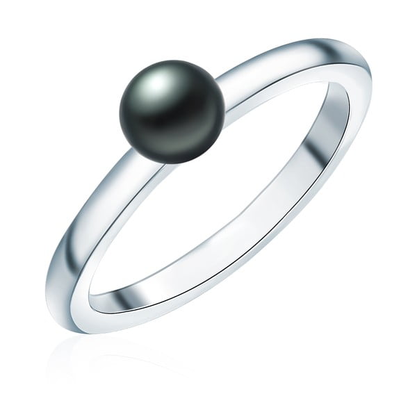 Perlový prsteň Nila, strieborný s tmavomodrou perlou, veľ. 56