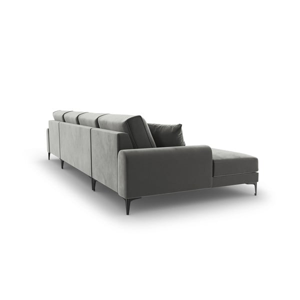 Svetlosivá zamatová pohovka do "U" Mazzini Sofas Madara-image-3