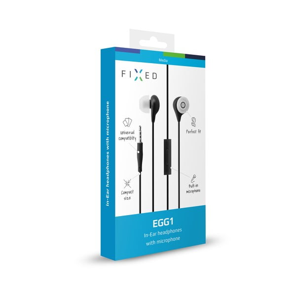 In-ear slúchadlá s mikrofónom FIXED EGG1, čierne-image-1