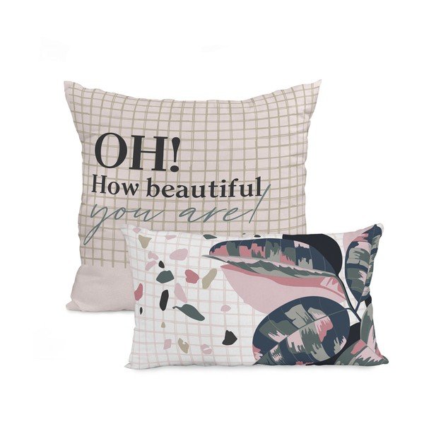 Súprava 2 bavlnených obliečok na vankúš Blanc Granite