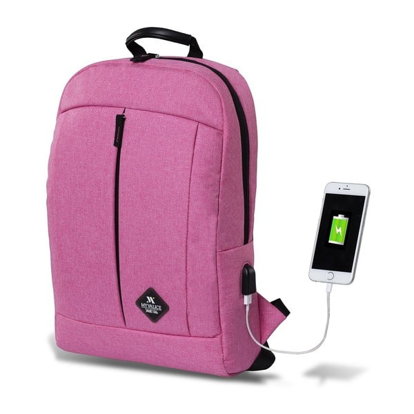 Fuchsiový batoh s USB portom My Valice GALAXY Smart Bag