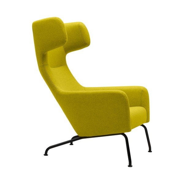 Žlté kreslo ušiak s čiernymi nohami Softline Havana-image-2