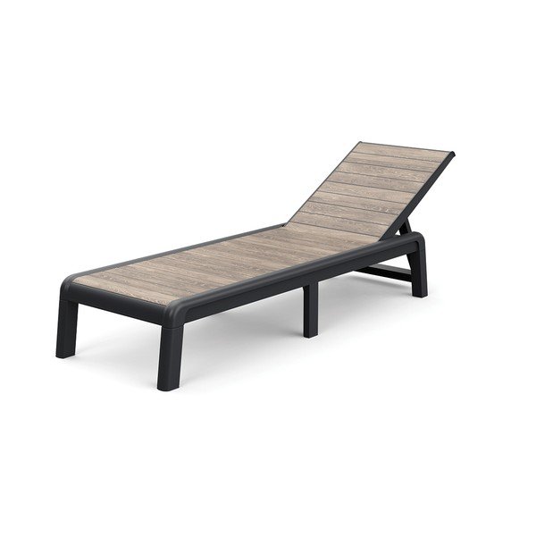 Hnedé plastové polohovacie/skladacie záhradné ležadlo Deco Porto – Keter-image-2