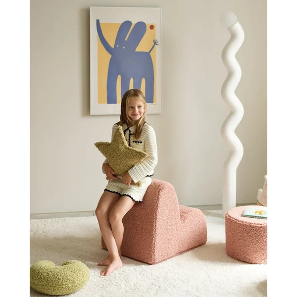 Zelený detský pohovkový vankúš z textílie buklé Star – Wigiwama-image-1