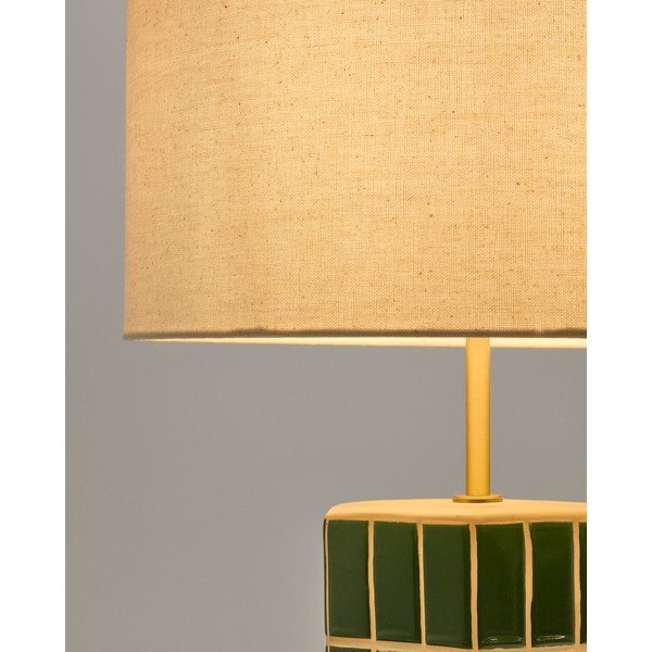 Zelená/krémová stolová lampa s textilným tienidlom (výška  61,5 cm) Rue – Kave Home-image-3