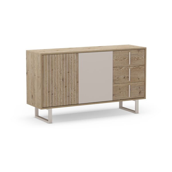 Nízka komoda v dekore duba v sivo-prírodnej farbe 140x80 cm Millay – Marckeric-image-2