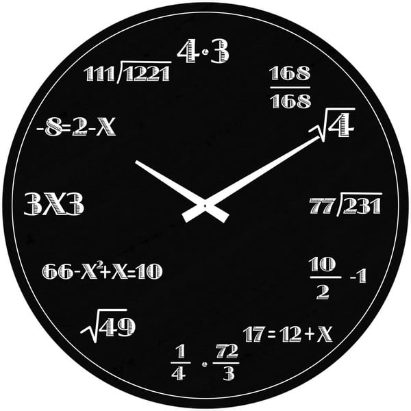Sklenené hodiny Matematika, 38 cm