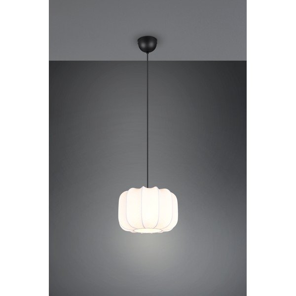 Biele kovové závesné svietidlo s textilným tienidlom ø 25 cm Madleine – Reality-image-2