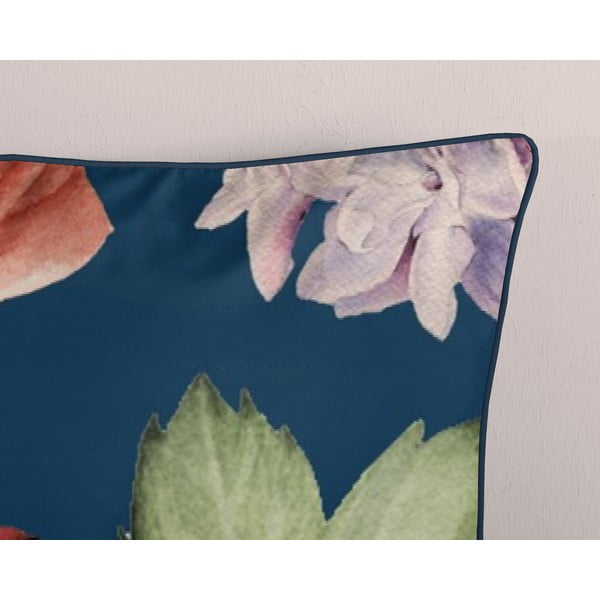 Tmavomodré obliečky na dvojlôžko/predĺžené z bavlneného saténu 200x220 cm Fiori – Descanso-image-3