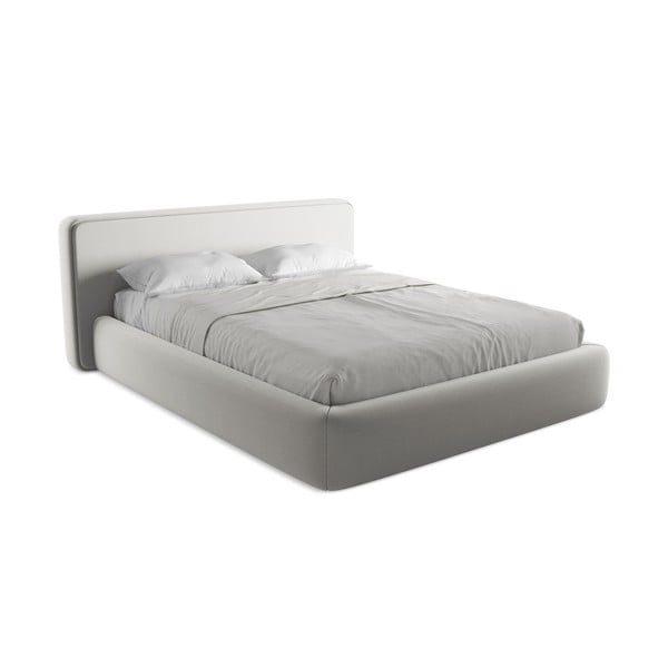 Svetlosivá čalúnená dvojlôžková posteľ s úložným priestorom s roštom 160x200 cm Kiana – Makamii-image-2