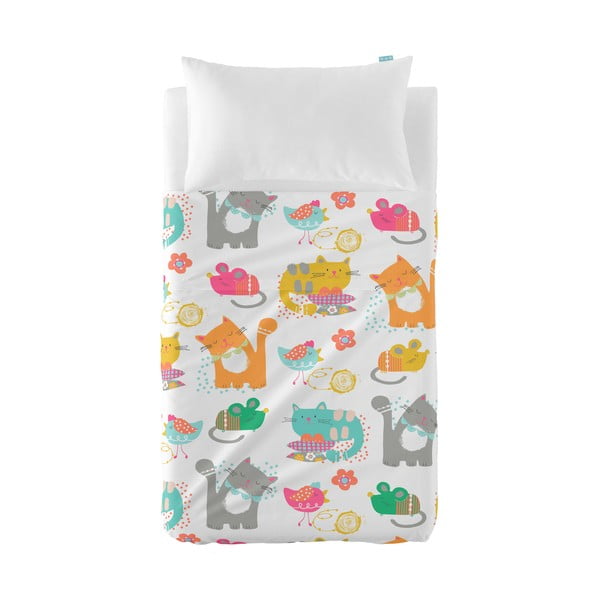 Tenká prikrývka a obliečka na vankúš Moshi Moshi Cat&Mouse, 120 × 180 cm