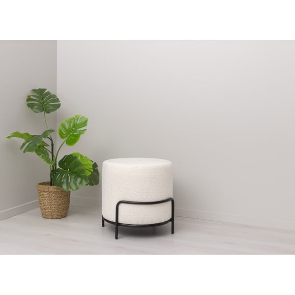 Biely taburet z textílie bouclé Carl – Tenzo-image-1