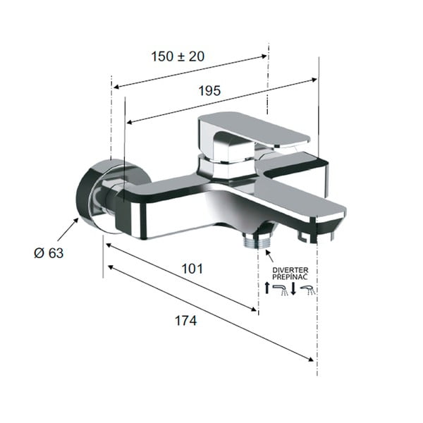 Nástenná vaňová batéria v zlatej farbe (2 výstupy) Spy – Sapho-image-4