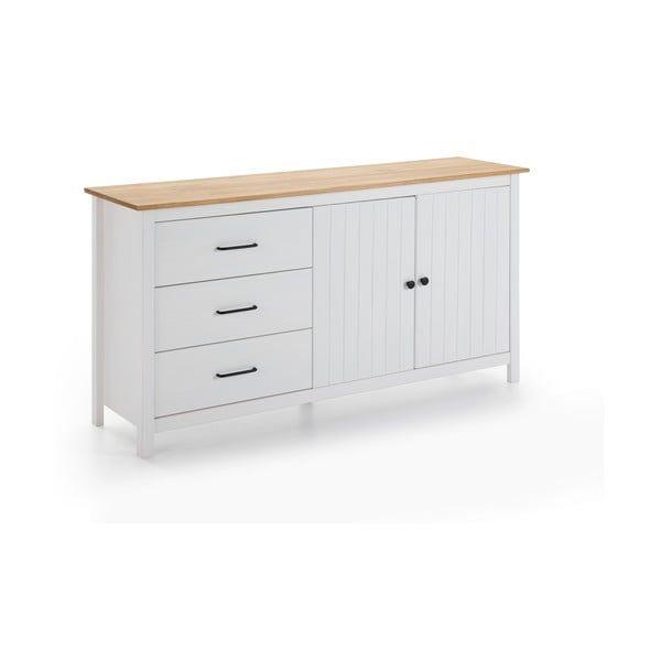 Biela nízka komoda z borovicového dreva 150x80 cm Miranda – Marckeric-image-2