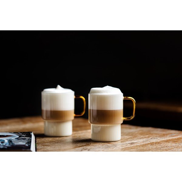Žlté sklenené hrnčeky v súprave 2 ks na cappuccino 350 ml Livio – Vialli Design-image-3