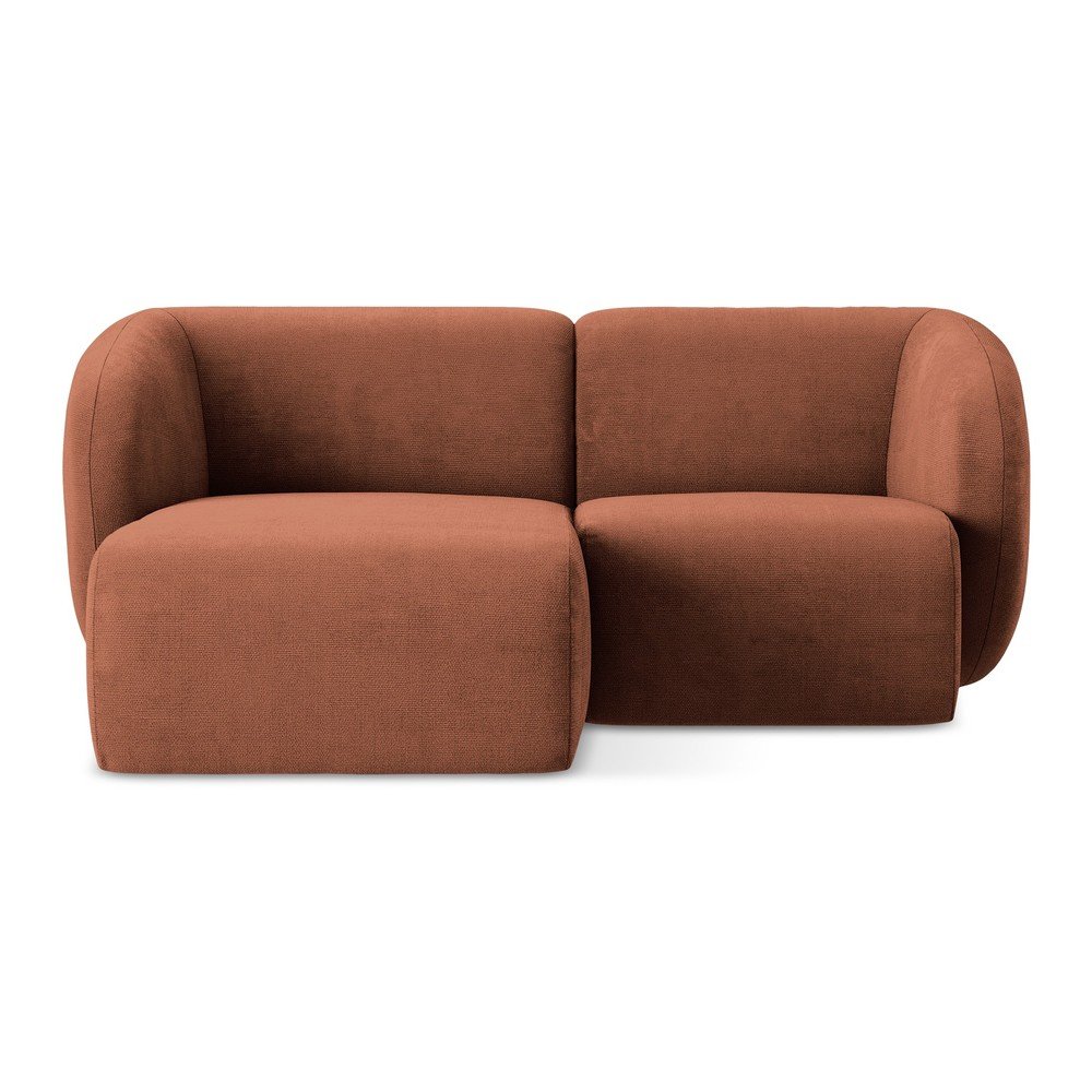 Ženilková rohová pohovka v terakotovej farbe (ľavý roh/s leňoškou) Lani – Makamii