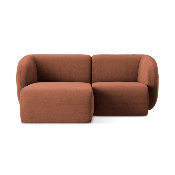 Ženilková rohová pohovka v terakotovej farbe (ľavý roh/s leňoškou) Lani – Makamii