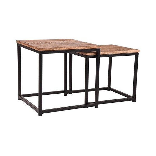 Sada 2 odkladacích stolíkov z mangového dreva LABEL51 Twain, ⌀ 45 cm a ⌀ 39 cm-image-2