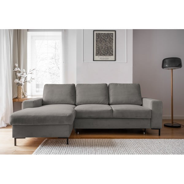 Sivá menčestrová rozkladacia rohová pohovka (ľavý roh) Lofty Lilly – Miuform-image-1