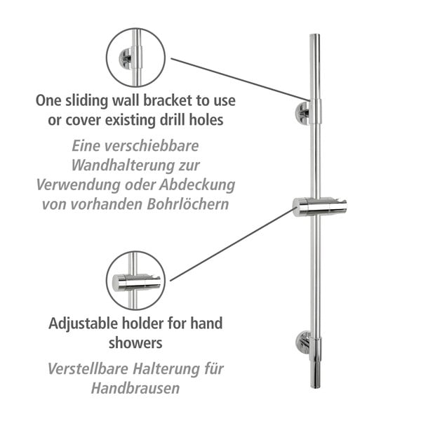 Nástenná sprchová tyč z nerezovej ocele v lesklej striebornej farbe 66 cm Basic - Wenko-image-3