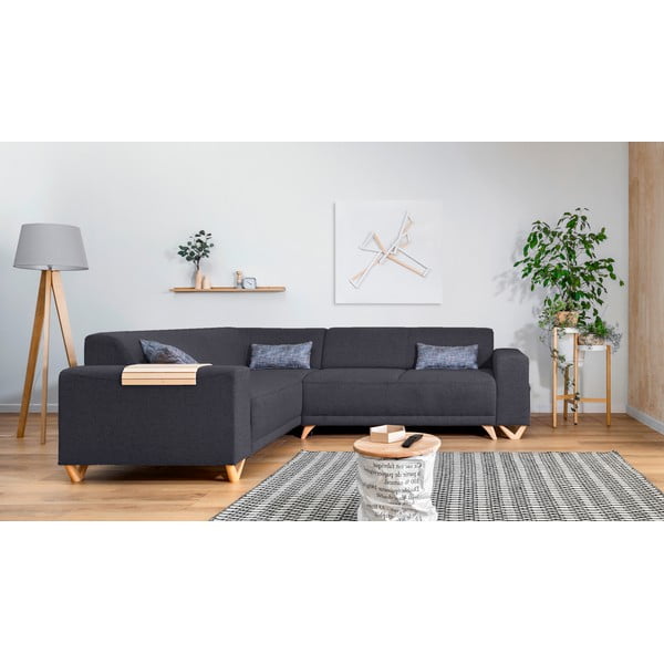 Antracitová rozkladacia/s úložným priestorom rohová pohovka (ľavý roh/do L) Classy Sophie – Miuform-image-1