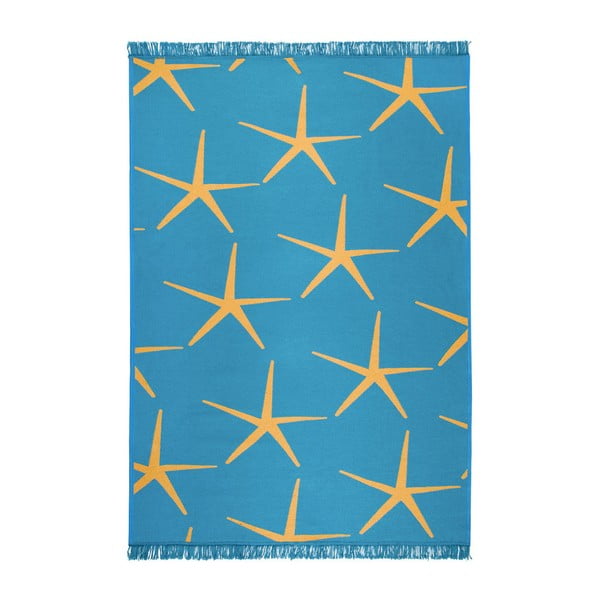 Modro-žltý obojstranný koberec Starfish, 80 × 150 cm