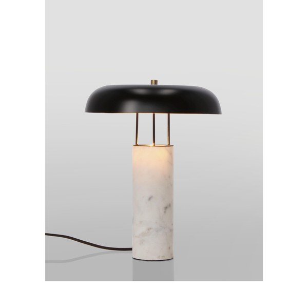 Čierno-biela mramorová stolová lampa s kovovým tienidlom (výška  33 cm) Kaithal – Bizzotto-image-2