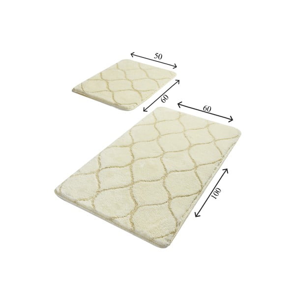 Súprava 2 béžových obdĺžnikových kúpeľňových predložiek Foutastic Wave-image-2