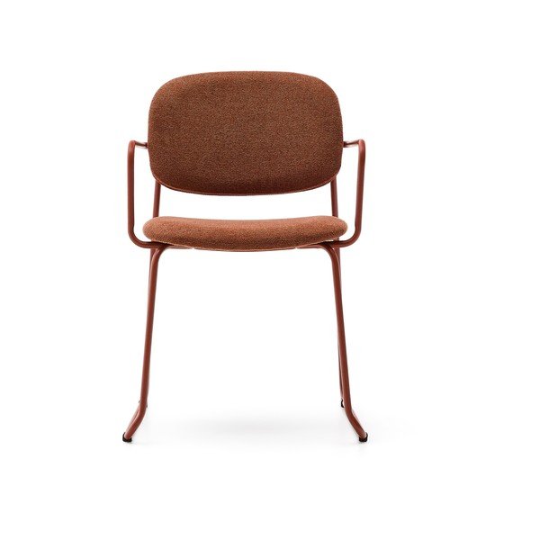 Kovová jedálenská stolička s podrúčkami v terakotovej farbe Meli – Kave Home-image-2