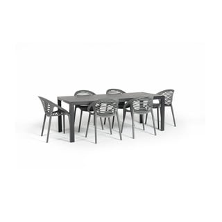Sivá záhradná súprava nábytku so 6 stoličkami Le Bonom Joanna Thor