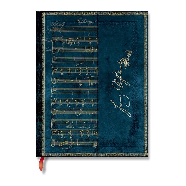Modrý linajkový zápisník s tvrdou väzbou Paperblanks Schubert, 144 strán