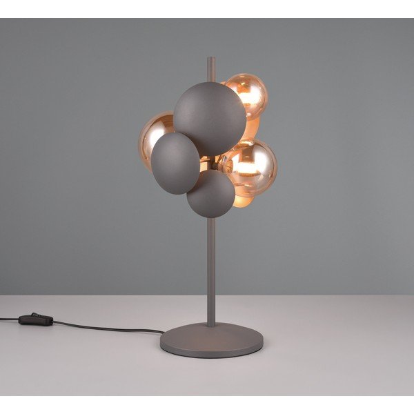 Stolová lampa so skleneným tienidlom v sivo-zlatej farbe (výška 50 cm) Bubble – Trio Select-image-1