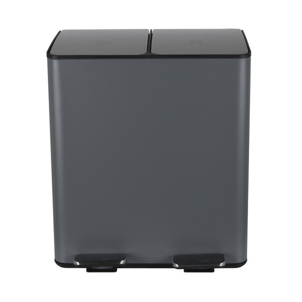 Tmavosivý oceľový odpadkový kôš 2x20 l na triedený odpad/nášľapný Aliya – Spirella-image-4