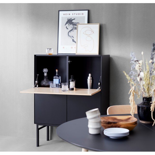 Čierna vinotéka v dekore duba 91x111 cm Edge - Hammel Furniture-image-1