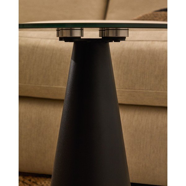 Okrúhly odkladací stolík so sklenenou doskou ø 35 cm Wilshire – Kave Home-image-2