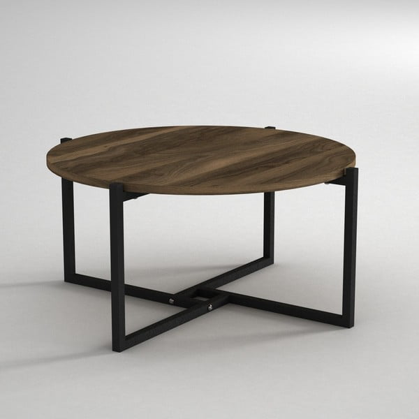 Konferenčný stolík s doskou v dekore orechového dreva Noce, ⌀ 68 cm