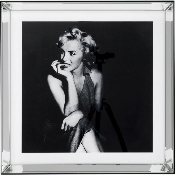 Zasklený čiernobiely obraz Kare Design Hollywood Diva, 60 × 60 cm