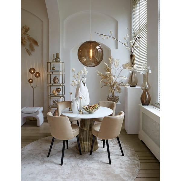 Krémový taburet z textílie buklé Nafya – Light & Living-image-1