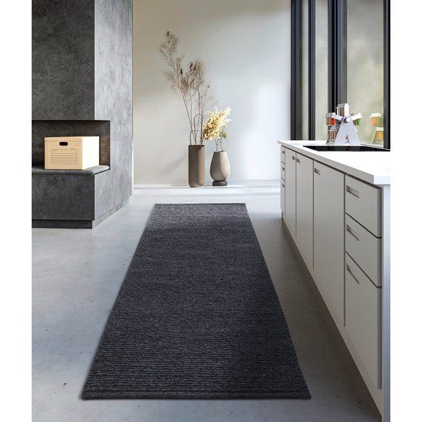 Tmavosivý ručne tkaný vlnený behúň 80x200 cm Francois – Villeroy&Boch-image-1