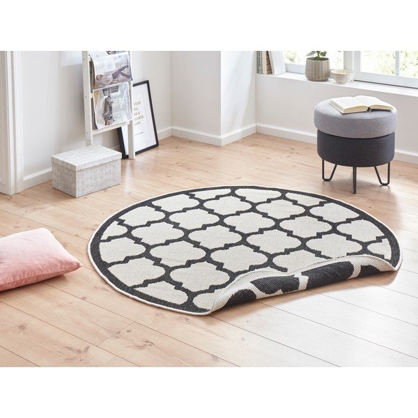 Čierno-krémový vonkajší koberec NORTHRUGS Palermo, ⌀ 200 cm-image-1