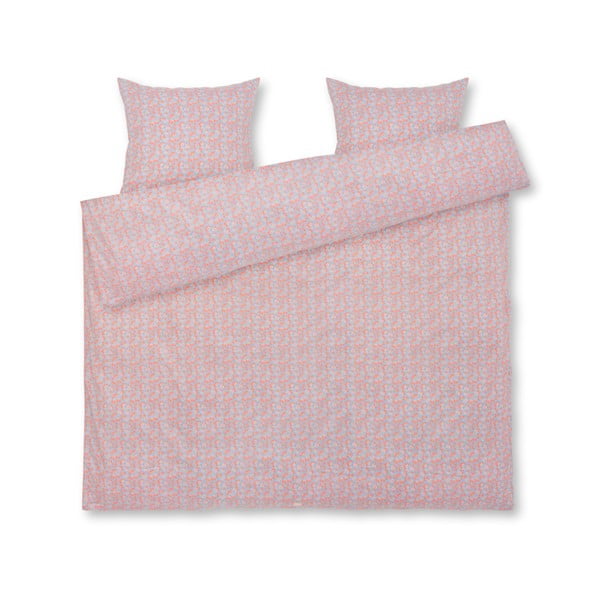Svetlomodro-ružové predĺžené obliečky na dvojlôžko z bavlneného saténu 200x220 cm Pleasantly - JUNA