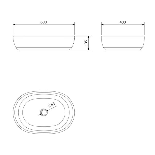 Čierne/modré keramické umývadlo 60x40 cm Priori – Sapho-image-3