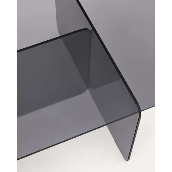 Sivý sklenený konferenčný stolík 60x120 cm Zaren – Kave Home-image-3